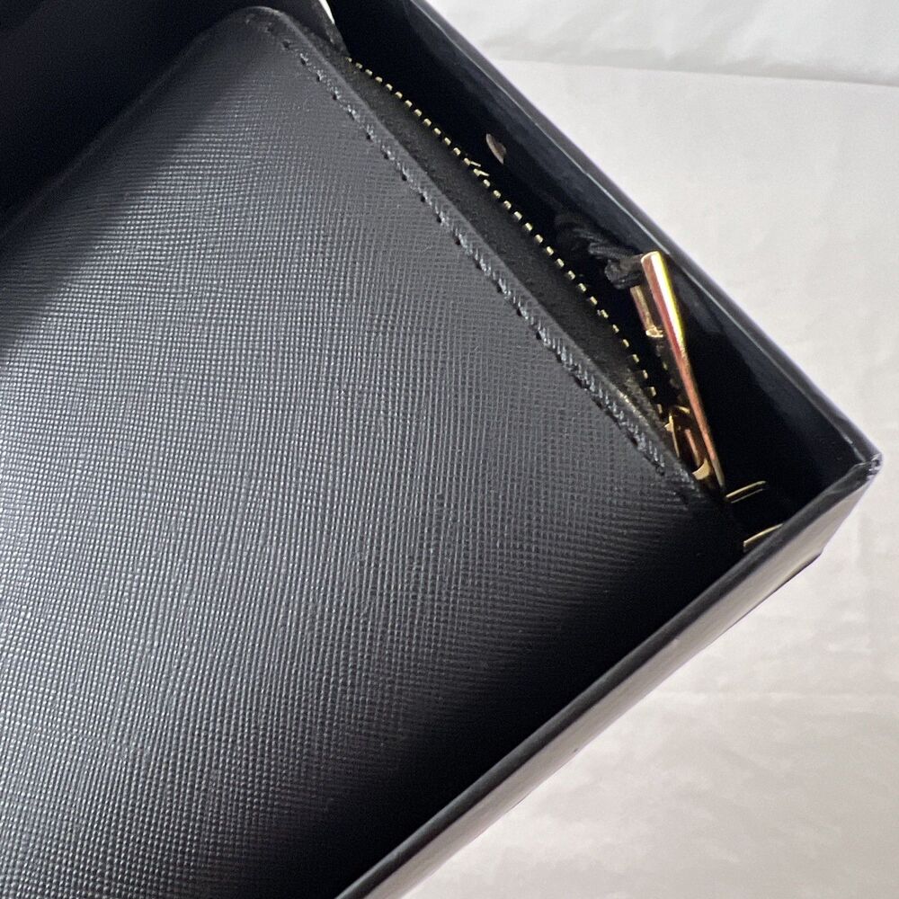 Rebecca & Rifka - Black Leatherette Zipper Wallet With Gold-Tone Accent - NIB - Picture 7 of 7